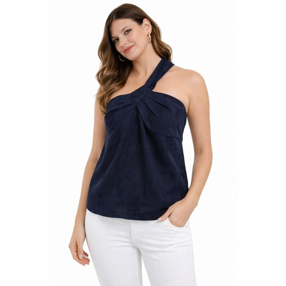 VERONICA BEARD Women’s Navy Blue One Shoulder Linen Blend Size Medium